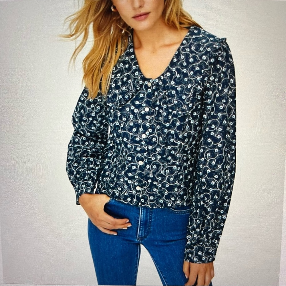 Wilfred “Blythe” floral long sleeve top with ruffles. Size small
